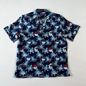 NEW Malbon x Vilebrequin Charli Button Shirt Blue Marine Men's Size XL
